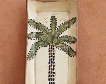 Ägyptische Dattelpalme Tablett, Dorfkeramik, handgefertigte Keramik, exotisches Wohndekor