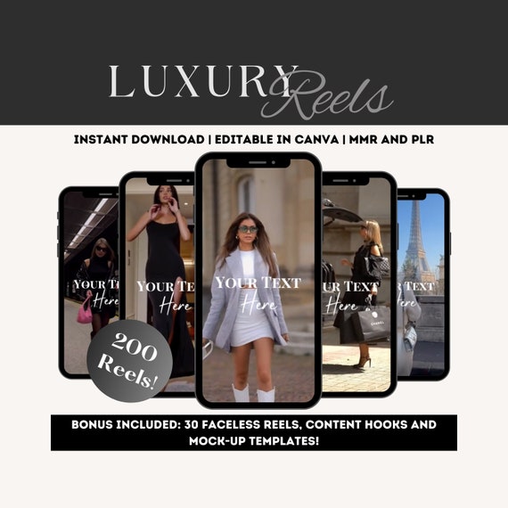 200 Luxury Reels, Luxury Lifestyle, PLR Digital Products, PLR, MRR, Master Resell Rights, Social Media Templates, Plr Templates, Luxury