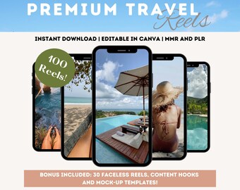 100 Travel Reels, MRR, Faceless Reels, Master Resell Rights, PLR, Plr Digital Product, PLR Templates, Reels Bundle, Faceless Marketing, Reel