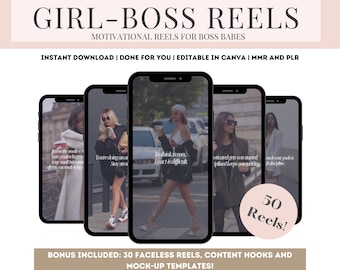 50 Girl Boss Reels, Boss Babe Reels, Done For You, PLR Digital Products, Plr, MRR, Master Resell Rights, Motivational Reels, DFY