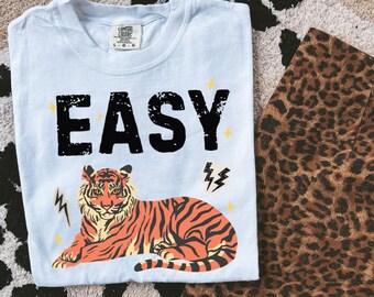 Camiseta Easy Tiger, camiseta con gráfico bohemio retro, camiseta de inspiración vintage, camiseta de tigre de moda, camiseta Easy Tiger Comfort Colors®