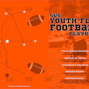5v5 Youth Flag Football Playbook, Printable Plays
