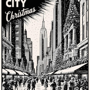 New York City Christmas Vintage Poster