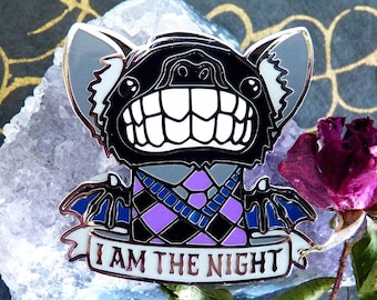 I am the Night Bat Pin, Witchy Pins, Halloween Pins, Witchy Gifts, Bat Enamel Pin, Spooky Pins, Vampire Pin, Goth Enamel Pin, Halloween Gift