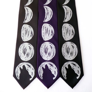 Werewolf Moon Phase Necktie, Moon Necktie, Wolf Necktie, Moon Tie, Moon Phases, Astrology Gift, Unique Gift, Boyfriend Gift, Mens Gift image 2