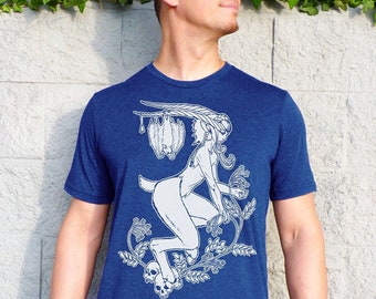Fledermaus Shirt, Halloween Shirt, Fledermäuse Tshirt, Fabelwesen, Pflanze Tshirt, Faun Tshirt, Herren Shirt, Natur Shirts - Nachtblühendes Tshirt