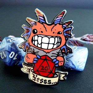 High Roller Dragon Pin, DnD Enamel Pin, Dragon Enamel Pin, DnD Gifts for Players, D20 Pin, Tabletop RPG Gifts, DM Gifts, D and D Pin