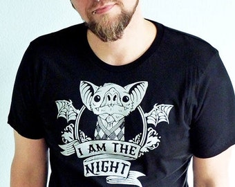 Fledermaus-Shirt, Halloween-T-Shirt Männer, Halloween-T-Shirts, Vampir-Fledermaus-T-Shirt, Vampir-T-Shirt, Herren-T-Shirt, lustige T-Shirts - Ich bin die Nacht-T-Stück