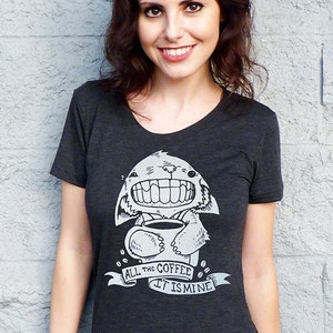 Coffee Cat Tshirt, Coffee Shirt Women, Cat Shirt, Coffee Lover Gift, Womens Tshirt, Vegan Shirt, Cute Shirts, Caffeine Shirt