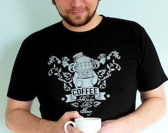 Coffee Shirt Men, Coffee Gift, Caffeine Tshirt, Funny Tshirt, Coffee Lovers Gift, Foodie Gift - Coffee Makes Me Fancy Unisex T-shirt