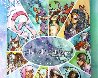 Il libro d'arte di Android's Astrological Companion, regalo di compleanno zodiacale, regalo acquerello, regali di astrologia, arte zodiacale, arte delle costellazioni