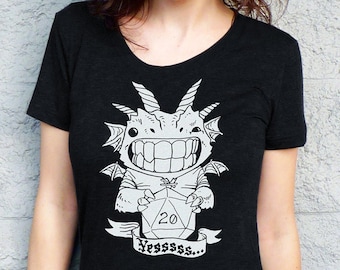 Maglietta DnD Dice Dragon, Maglietta Dragon, Maglietta D20, Maglietta DnD Donna, Regali DnD per Lei, Giochi di ruolo - Maglietta High Roller Dragon Donna