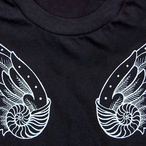 Angel Wings Shirt, Nautilus Shell, Feather Shirt, Beach Shirt, Ocean Lover Gift, Minimalist Black Tshirt Winged Nautilus Mens T-shirt image 4