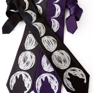 Werewolf Moon Phase Necktie, Moon Necktie, Wolf Necktie, Moon Tie, Moon Phases, Astrology Gift, Unique Gift, Boyfriend Gift, Mens Gift image 3