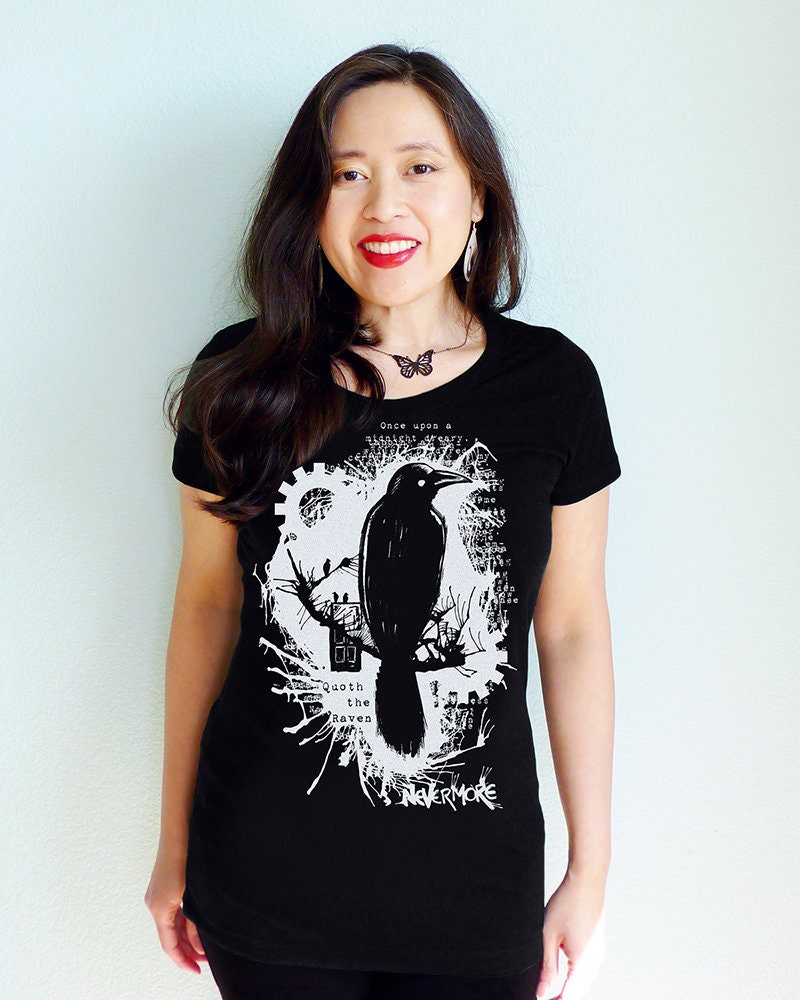Nevermore Raven Tshirt Edgar Allan Poe Women's Tshirt Etsy