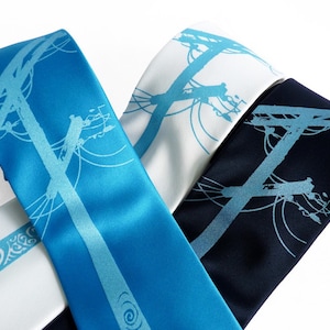 Power Tie - Turquoise Tie, Blue Necktie, Mens Ties, Art Nouveau, Screen Printed Tie, Dad Gift, Coworker Gift, Mens Gift -  Men&#39;s Necktie