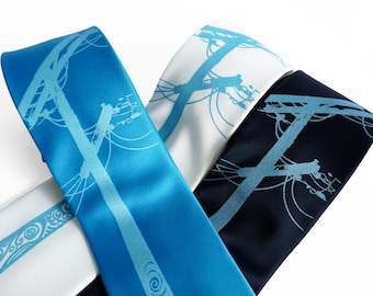 Power Tie - Cravatta turchese, cravatta blu, cravatte da uomo, Art Nouveau, cravatta serigrafata, regalo per papà, regalo per collega, regalo per uomo - Cravatta da uomo