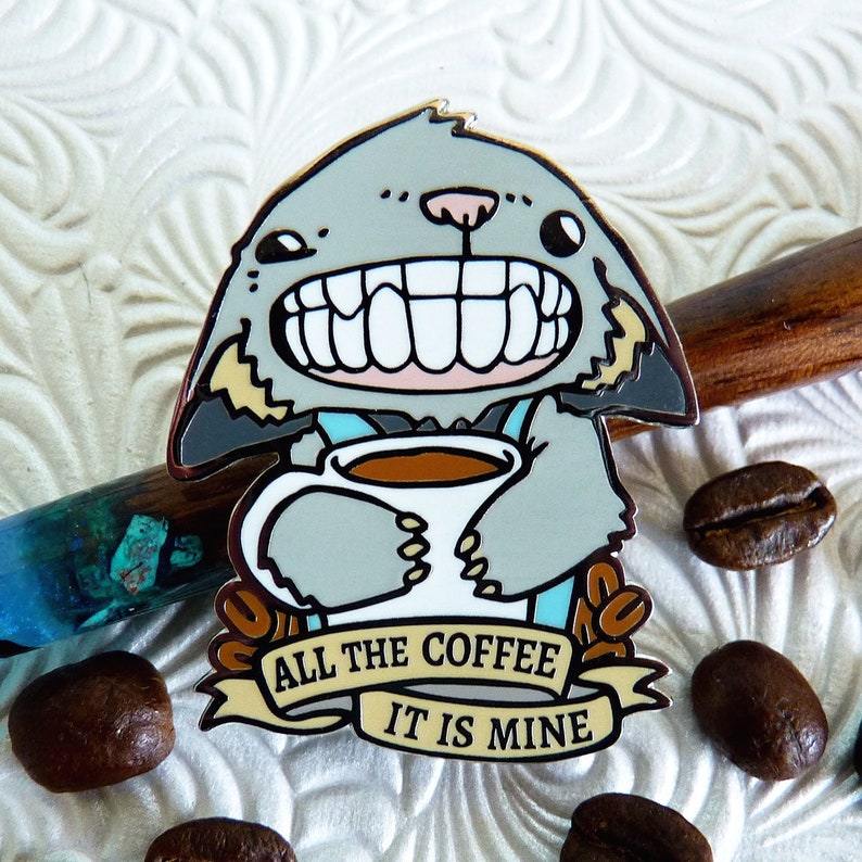 Cat Enamel Pin, Coffee Enamel Pin, Cat Pin, Coffee Gifts, Cat Lovers Gift, Mothers Day Gift, Coffee Cat Pin, Cute Enamel Pin image 1