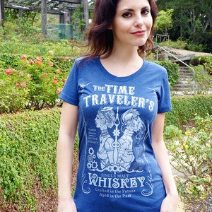 Whiskey Women's Tshirt, Whiskey Gift, Wine Gift, Graphic Tee, Womens Shirt, Steampunk Shirt, Time Travel Shirt Time Traveler's Whiskey Tee image 2