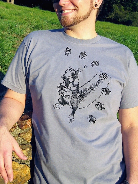 Gas Mask Tshirt, Squirrel Tshirt, Squirrel Shirt, Mens Tee, Funny Shirts for Men, Mens Graphic Tee, Vegan Shirt - Squirrel of the Apocalypse