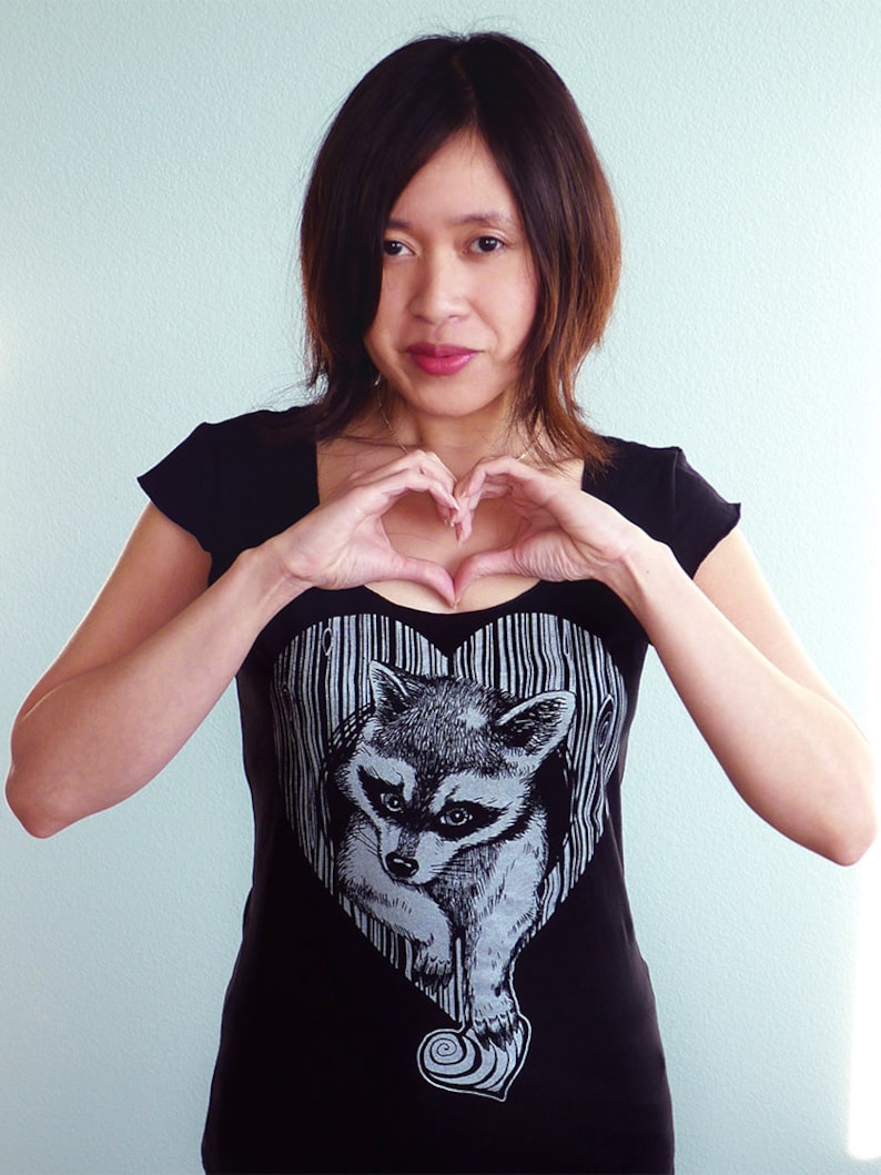 Raccoon Shirt, Woodland Creatures, Nature Lover Shirt, Mothers Day Gift, Vegan Gift, Womens Shirt, Mom Tee, Love Shirt Thief of Hearts image 1