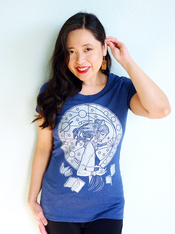 Books and Tea Shirt, Library Tshirt, Space Gifts, Bookish Shirt, Space Shirt Women, Book Lover Gift, Librarian Gifts - Tea by Starlight Tee