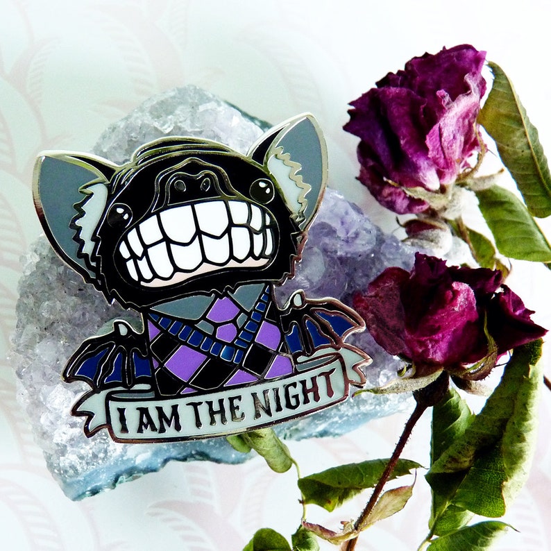 I am the Night Bat Pin, Witchy Pins, Halloween Pins, Witchy Gifts, Bat Enamel Pin, Spooky Pins, Vampire Pin, Goth Enamel Pin, Halloween Gift image 4