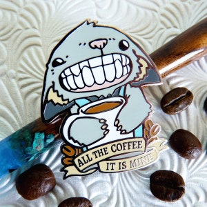 Cat Enamel Pin, Coffee Enamel Pin, Cat Pin, Coffee Gifts, Cat Lovers Gift, Mothers Day Gift, Coffee Cat Pin, Cute Enamel Pin image 2