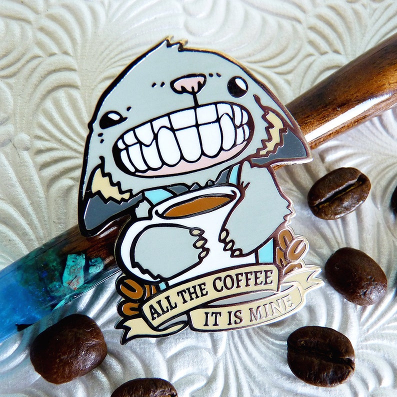 Cat Enamel Pin, Coffee Enamel Pin, Cat Pin, Coffee Gifts, Cat Lovers Gift, Mothers Day Gift, Coffee Cat Pin, Cute Enamel Pin image 2