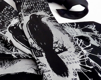 Nevermore Men's Necktie, Edgar Allan Poe Gifts, Raven Tie, Valentines Day Gift for Him, Gift for Boyfriend, Teacher Gifts, Book Lover Gift