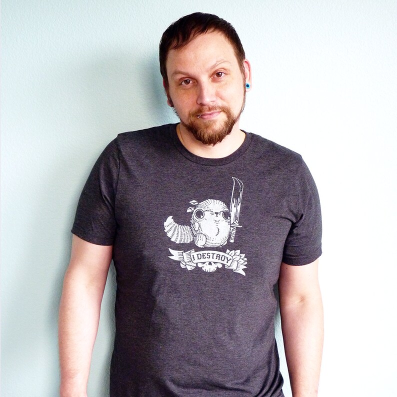Squirrel Tshirt, Mens Graphic Tee, Funny Tshirt, Squirrel Shirt, Birthday Gift, Gifts for Men - I Destroy Mens Tshirt image 3