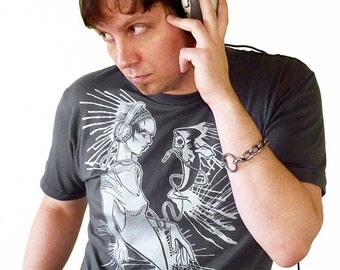 Maglietta teschio, maglietta uomo, maglietta scheletro, maglietta di Halloween, maglietta grafica uomo, maglietta band, maglietta musicale - La musica è la mia linea di vita Tshirt