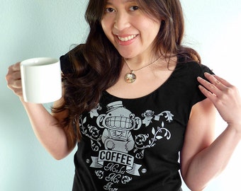 Coffee Shirt, Womens Shirt, Caffeine Tshirt, Coffee Lovers Gift, Coffee Gift, Coffee Shirt Women, Funny Tshirt- Coffee Makes Me Fancy Shirt
