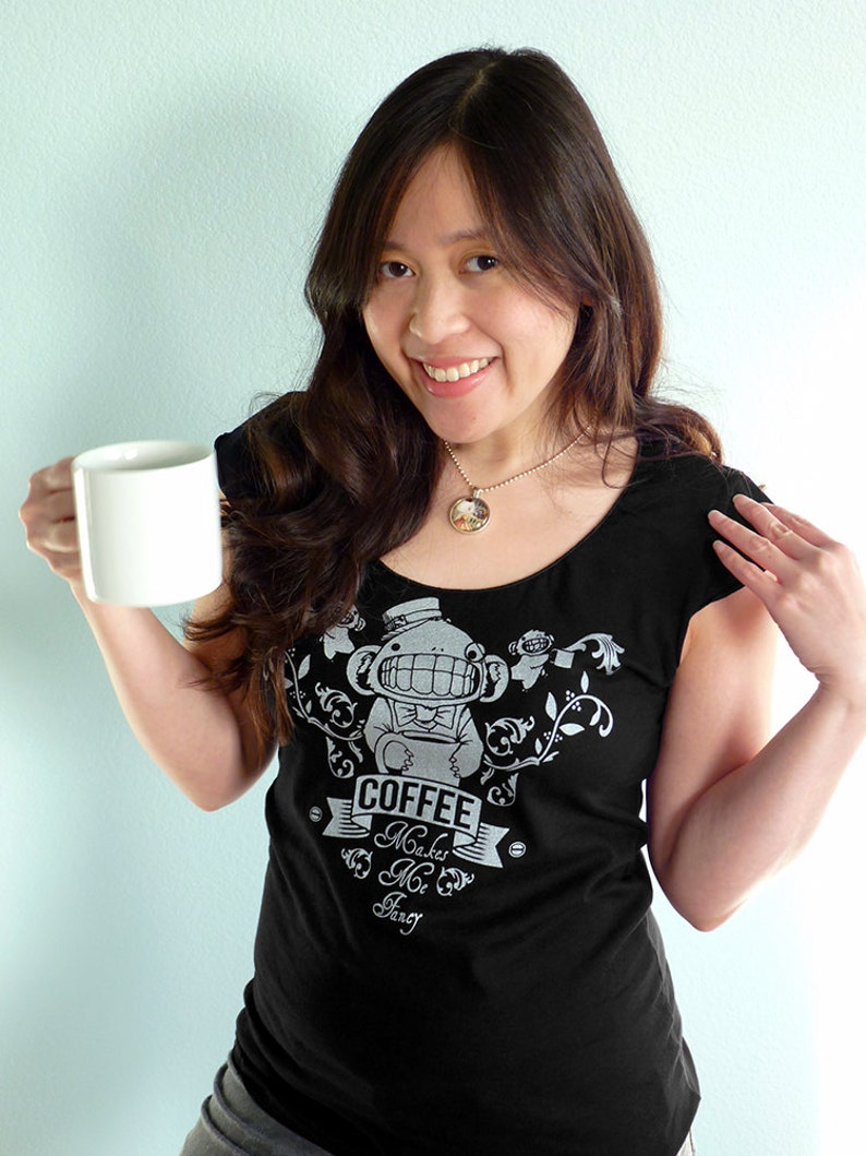 Coffee Shirt, Womens Shirt, Caffeine Tshirt, Coffee Lovers Gift, Coffee Gift, Coffee Shirt Women, Funny Tshirt Coffee Makes Me Fancy Shirt image 1