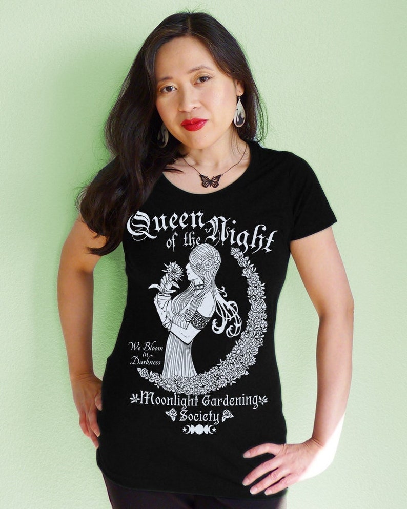 Moonlight Gardening Society Shirt, Handmade Screen Print Shirt, Plant Shirt Women, Gardening Shirt, Plant Gift Ideas, Plant Lady Shirt image 1