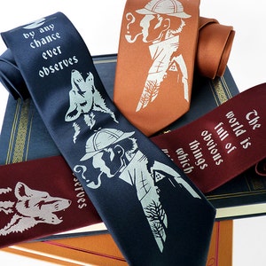 Sherlock Holmes Necktie, Book Lover Gift for Men, Sherlock Holmes Gift, Book Gifts, Mens Tie, Literary Gift - Hound of the Baskervilles Tie