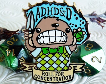 ADHDnD Bear Enamel Pin, ADHD Pin, DnD Enamel Pin, Tabletop RPG Pin, Bear Enamel Pin, D20 Pin, DnD Gifts, D and D Pin