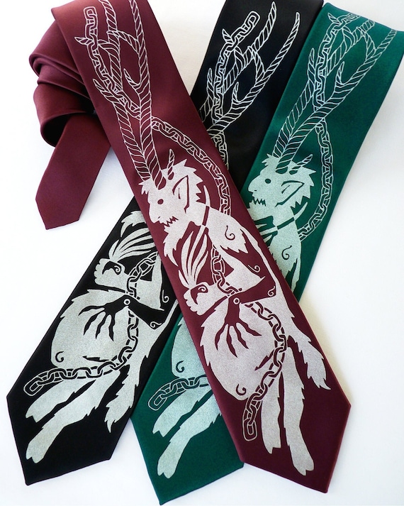 Krampus Necktie, Christmas Necktie, Christmas Gifts, Mens Holiday Outfit, Holiday Accessories, Krampus Gifts, Mens Tie, Neckties for Men
