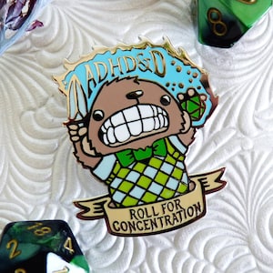 ADHDnD Bear Enamel Pin, ADHD Pin, DnD Enamel Pin, Tabletop RPG Pin, Bear Enamel Pin, D20 Pin, DnD Gifts, D and D Pin image 3