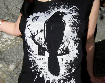 Edgar Allan Poe Shirt, Book Lover Gift for Women, Raven Shirt, Book Lover Shirt, Reading Shirt, Literary Gift, Nevermore Raven Womens Tshirt