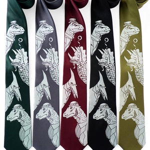 Gentlemen Dinosaurs Necktie Dinosaur Tie Men's Necktie Geek Science Gift Science Tie Dad Gift Neckties for Men Mens Gift image 4