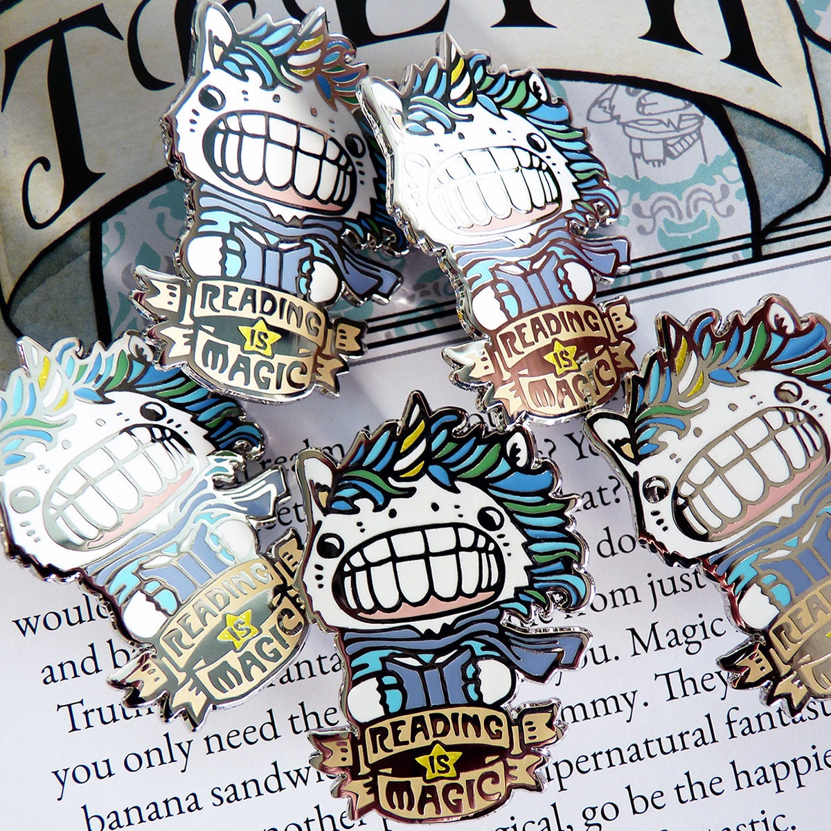 Reading is Magic Unicorn Pin, Book Enamel Pin, Unicorn Enamel Pin, Book ...