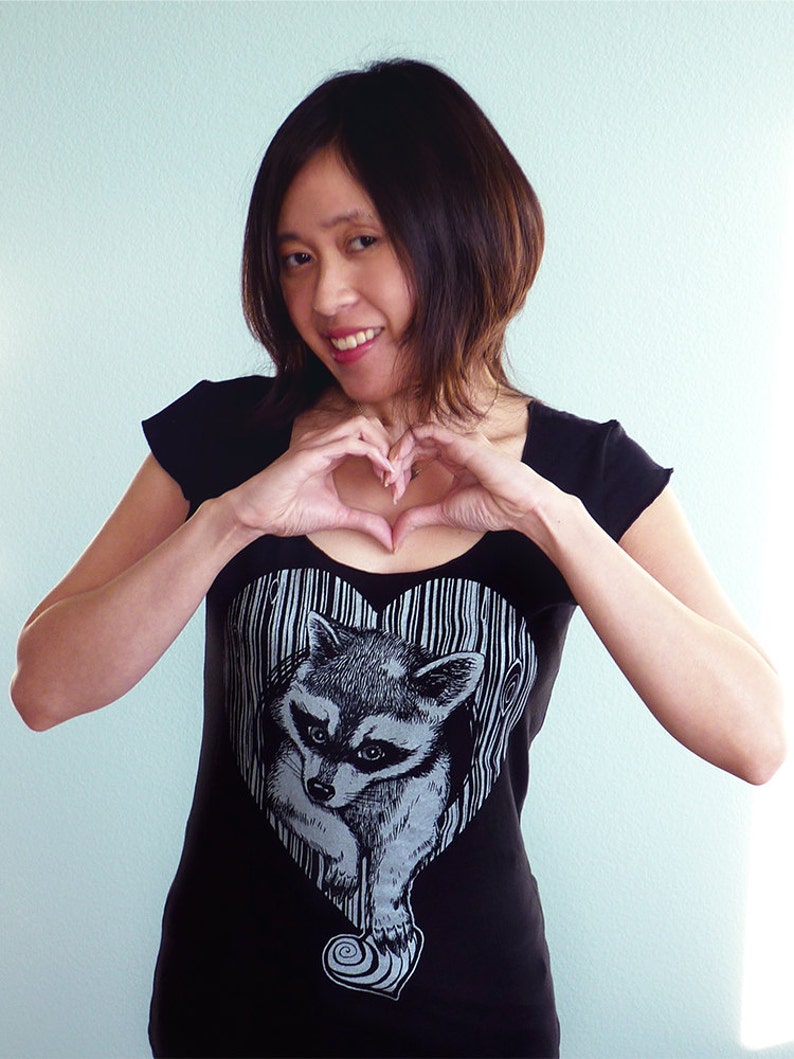 Raccoon Shirt, Woodland Creatures, Nature Lover Shirt, Mothers Day Gift, Vegan Gift, Womens Shirt, Mom Tee, Love Shirt Thief of Hearts image 2