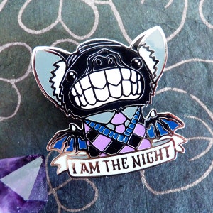 I am the Night Bat Pin, Witchy Pins, Halloween Pins, Witchy Gifts, Bat Enamel Pin, Spooky Pins, Vampire Pin, Goth Enamel Pin, Halloween Gift image 2