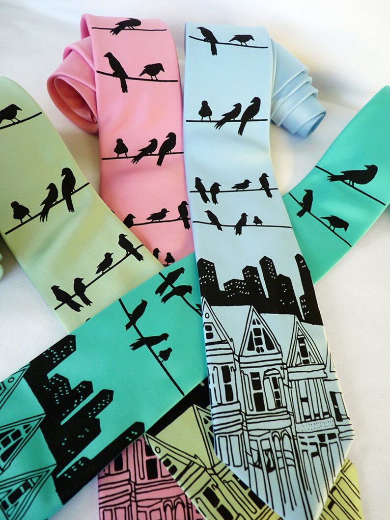 City Skyline Necktie Mens Necktie Mint Necktie Teal Etsy