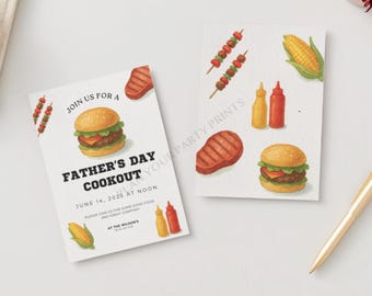 Invitación a barbacoa para el Día del Padre, editable (descarga instantánea)