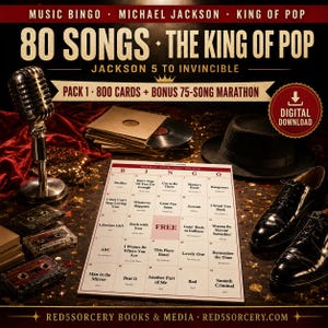 Michael Jackson Music Bingo — King of Pop, Jackson 5 to Invincible — 800 Cards + Bonus 75-Song Marathon (200 Cards) — 80 Hits Party Game image 1