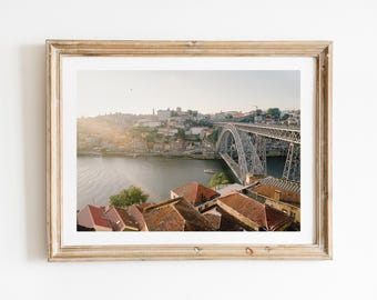 Porto Bridge Print: Sunlit Douro River, Portugal Fine Art