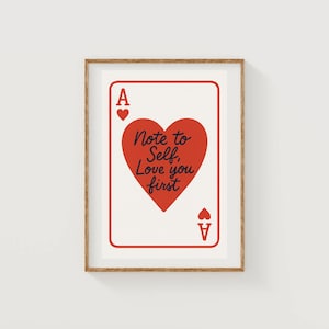 Herzkarte “Note an sich selbst: Love First” Poster | Selbstliebe Wandkunst | Minimalistischer Affirmationsdruck | Digitaler Download