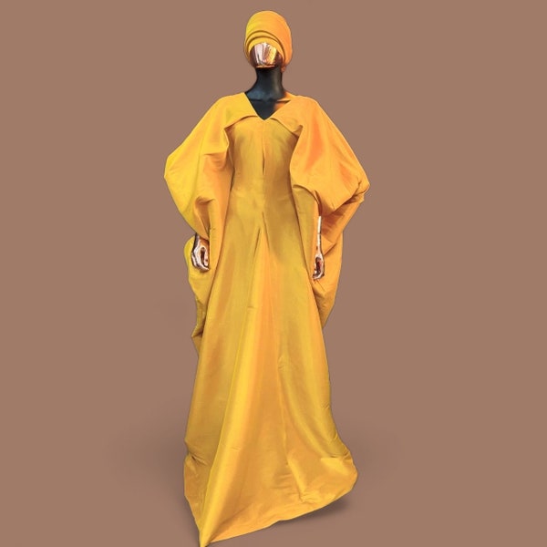 Marula Bubu Kaftan Oversized Long Silk BouBou Dress Evening Gown for Weddings, All Occasions Made to Order